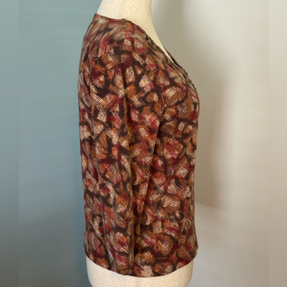 Ruby Rd. Multicolor Embellished V-Neck Blouse - Picture 3 of 5